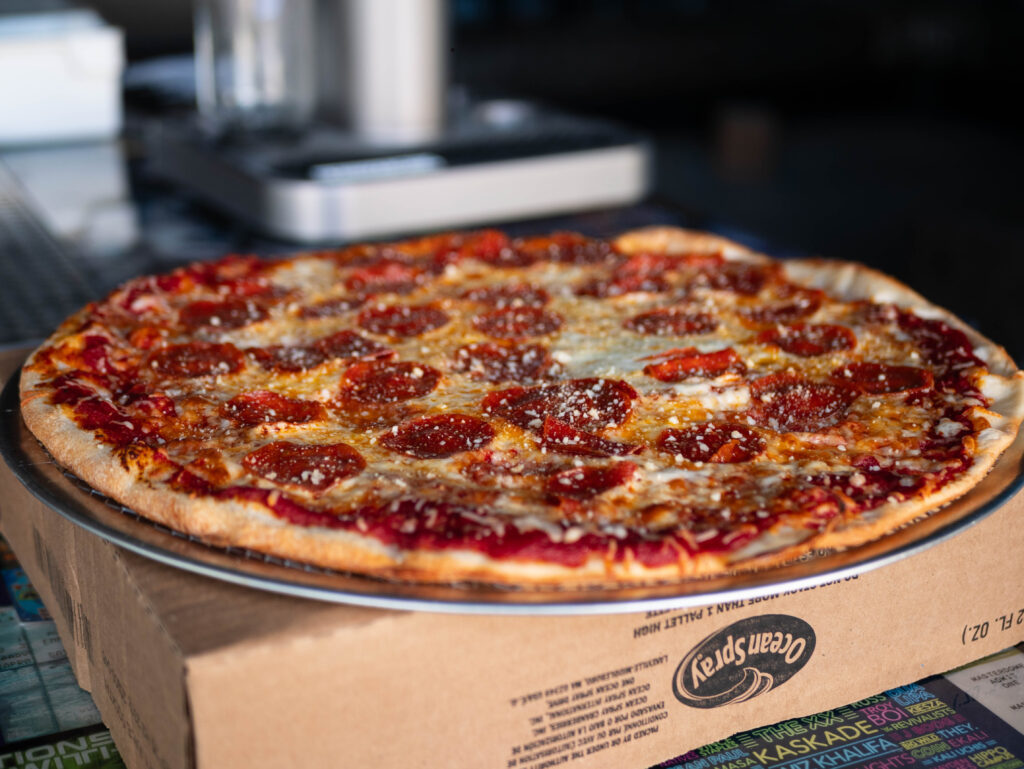 Freshly made pizza served at Audio Bar